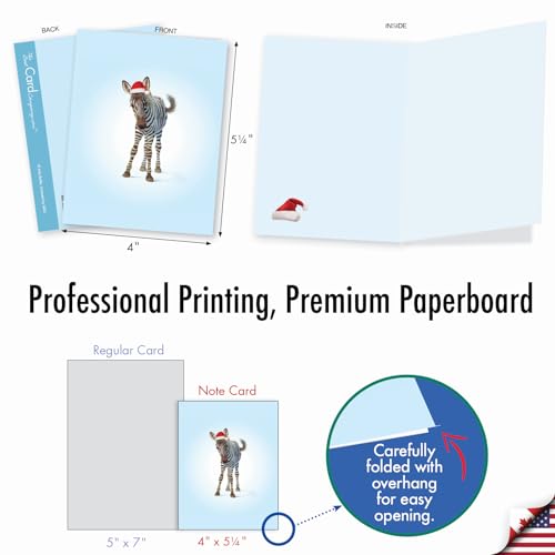 Image of The Best Card Company - 10 Blank Animal Christmas Note Cards - Assorted Bulk Holiday Cards for Men and Women, Fun Wildlife (4 x 5.12 Inch) - Christmas Zoo Babies M6726XSB