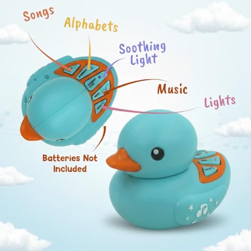 Image of Genie's Toy Bus Musical Learning Duck - Blue Color I Interactive Educational Toy with Lights and Sound I Fun Educational Learning Toys & Games I Portable Travel Art Toy for 4+ Months Kids