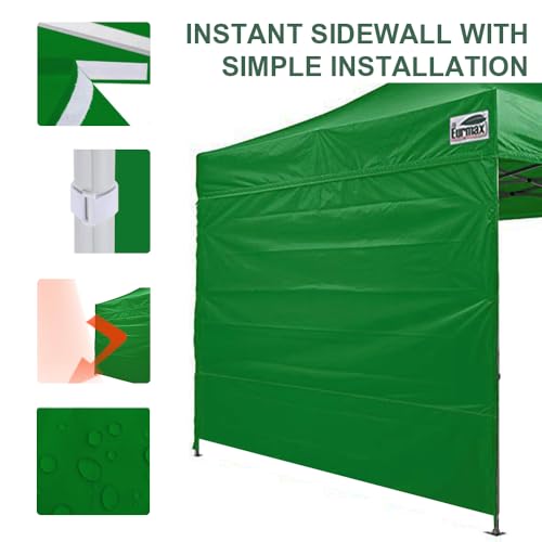 Image of Eurmax USA 10x6.25 Pop Up Canopy SunWall-UV Protection for Tents,Blocks Sunlight&Wind,Water Resistant Side Wall Only,Easy Hook & Loop Installation,Fit for 10FT Straight Leg Shelters&Gazebo,Kelly Green
