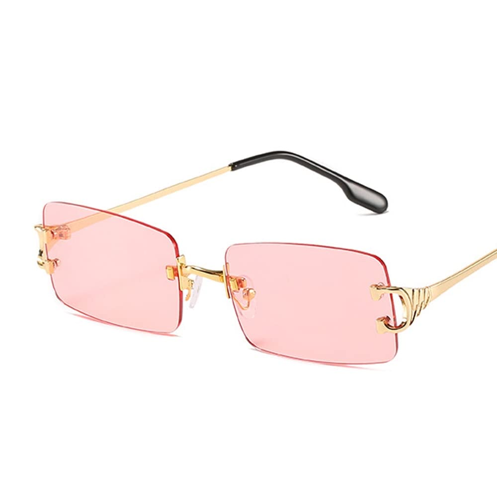 Schmale Sonnenbrille Männer Randlos Sommer Rot Blau Schwarz Rechteckige Sonnenbrille für Frauen Klein