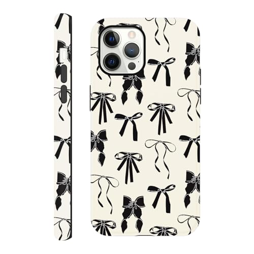 Yomjew Cute Bow Phone Case for iPhone 12 Pro Max Case 6.7", Black Coquette Ribbon Bowknot Pattern Print Design 2-in-1 Matte Phone Cover Shockproof Soft TPU Hard PC Protection Girls Women Funda Yomjew Cute Bow Phone Case for iPhone 12 Pro Max Case 6.7", Black Coquette Ribbon Bowknot Pattern Print Design 2-in-1 Matte Phone Cover Shockproof Soft TPU Hard PC Protection Girls Women Funda