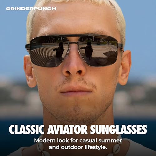Image of grinderPUNCH Polarized Aviator Sunglasses Men Women Retro Vintage Square Pilot Sun Glasses UV400 Protection