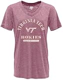 Blue 84 Women's Virginia Tech Hokies V-neck Burnout T Shirt, Virginia Tech Hokies Cranberry, Large