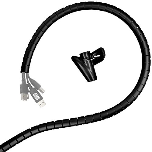 Manguera de cables, de Minadax®, 2 metros, profesional, alta tecnología, para una gestión flexible de cables para el ordenador y el espacio de trabajo Schwarz Ø 15mm Cover