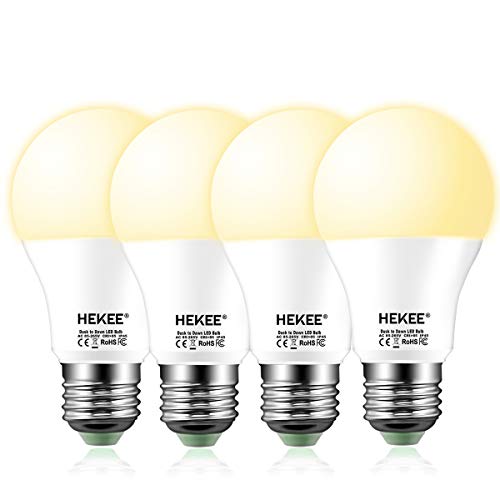Dusk to Dawn Sensor Light Bulbs LED A19 810 Lumens, Outdoor Porch Lights, 60 Watt Equivalent, Warm White 2700K Soft White Security Bulb(Auto on/Off), E26 Screw Base(4 Pack)