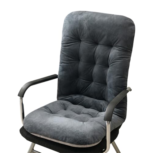 GKWW Non-Slip Desk Chair Cushion Rocking Office Chair Pad with Ties Soft Seat Cushion with High Back Support for Dorm Floor Car Office Patio (Dark Grey)