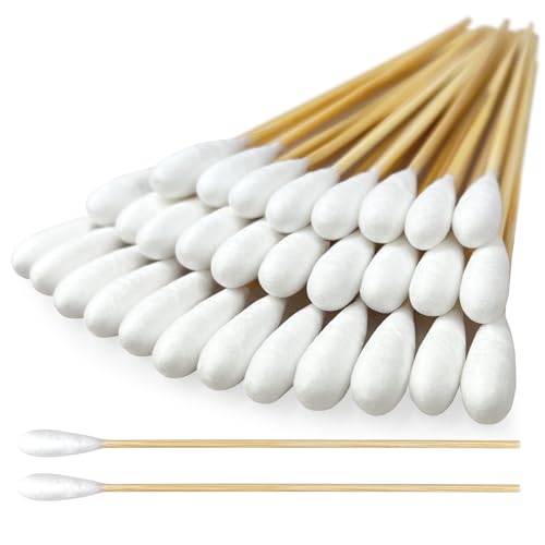eyxformula 6 Inch Long Cotton Swabs for Pet Cleaning, Bamboo Handle, Pet Ear Cleaning Solution Supplies for Dogs and Cats (100 pcs Large Cotton swabs)