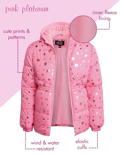Pink Platinum Girls Winter Coat - Warm Fleece-Lined Hooded Puffer Jacket for Girls with Winter Hat (Sizes: 4-16)2