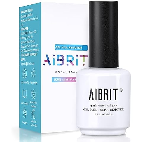 AIBRIT Gel Polish Remover,Gel Nail Polish Remover,Professional Polish Remover for Nails,Soak off UV Gel Polish in 2-5 Minutes,1 Pack 0.5 fl oz./15ml Cover