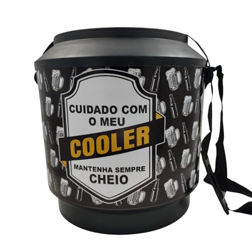 Cooler Térmico Lata de Cerveja Caixa Redondo para 30 Latas Grande Black Adesivado 21 Litros pra Fest