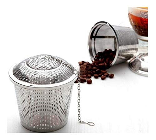 Kit com 2 Infusor De Chá Cesta Inox Corrente Café Porta Tempero Ervas