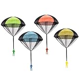 Hochwertiges Material: Fallschirme werden aus ungiftigem, recycelbarem und umweltfreundlichem Nylon hergestellt. Fallschirmmänner bestehen aus qualifiziertem ABS-Kunststoff, um sicherzustellen, dass diese Fallschirmspielzeuge NICHT leicht zerbrochen werden.