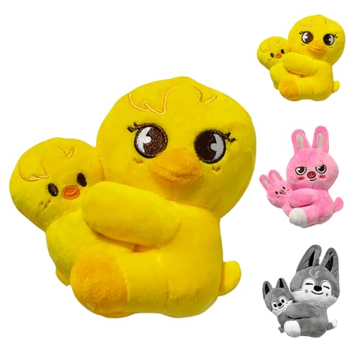HBSFBH Stray Kids Peluche, Stray Kids Plush, Stray Kids Plushies, Stray Ki-DS Plush Toy, Cadeaux en Peluche Skz00(Un Grand et Un Petit) (Jaune)