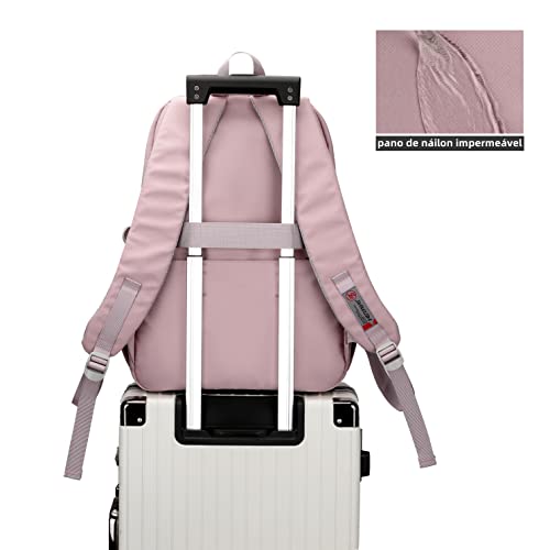 Mochila casual feminina com padrão de urso, mochila de estudante, com pingente de urso, pode conter