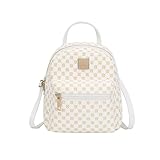 Mini mochila feminina, mochila elegante, bolsa de viagem diária leve e compacta, adequada para presentes femininos, Branco, Mini