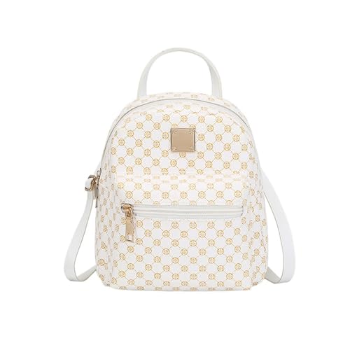 Mini mochila feminina, mochila elegante, bolsa de viagem diária leve e compacta, adequada para presentes femininos, Branco, Mini