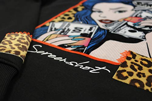 SCREENSHOT Mens Premium Crew Neck Fleece Fashion Art Embroidery Sweatshirt CLASSIC F11057-BLACK-Small