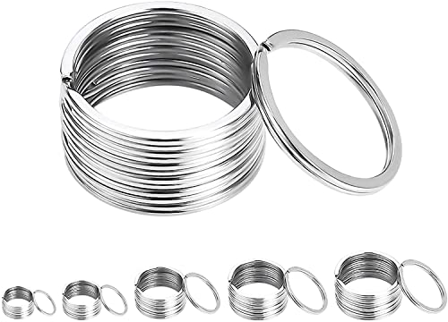 Veraing Edelstahl Schlüsselring, 50 Stück Schlüsselringe Runde Flache Ringe Spaltringe mit verschiedenen Größen für Auto Haus Schlüssel DIY Handgemachtes?30mm 28mm 25mm 20mm 15mm ?