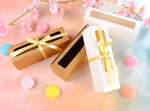 Nplux Macaron Boxes For 6 Cookie Boxes For Gift Giving 25 Pack Macaron Container Packaging Box With Ribbon For Baking And Wrapping (White) #TOP4