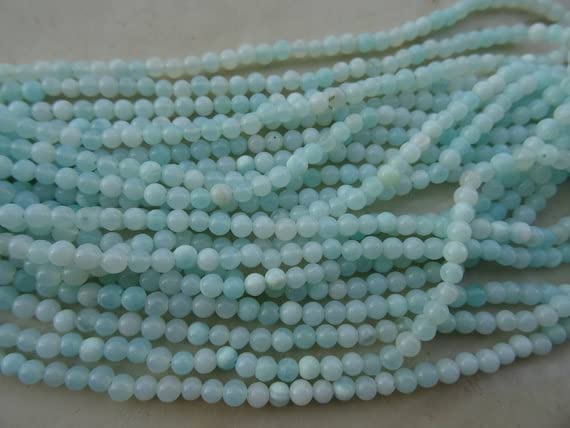 Opale péruvienne bleu ciel 4 mm en fil de 33 cm pour création de bijoux uniques