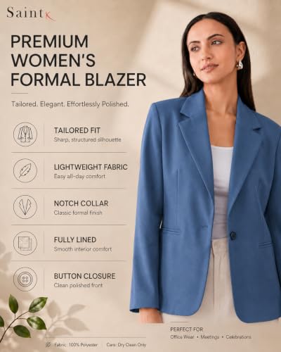 Image of SaintX Women's Premium Formal Blazer | Fully Lined | Regular Fit | 4-Way Stretchable Ultra-Light Fabric | Fashion-Forward | Office /Meetings (WB01)