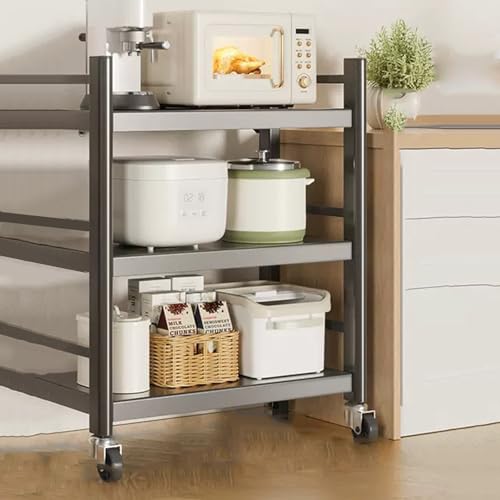 Support pour micro-ondes à roulettes avec rangement en métal réglable - 2