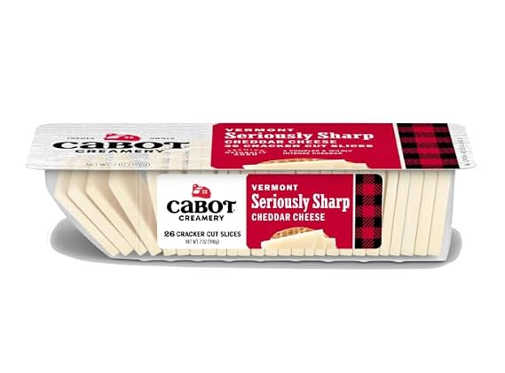 Cabot Cracker Cut Slices Cheese Seriously Sharp, Gouda, Pepper Jack - 7oz x 3 packs