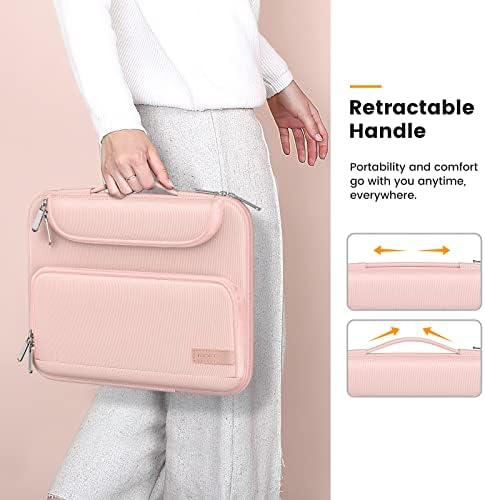 MoKo 9-11 Inch Tablet Sleeve Case, Fits iPad air 5 10.9" 2022, iPad Pro 11 M2 2022-2018, iPad 9/8/7th Gen 10.2, Tab S8 11", Waterproof Polyester Bag with Double Pockets, Retractable Handle, Pink