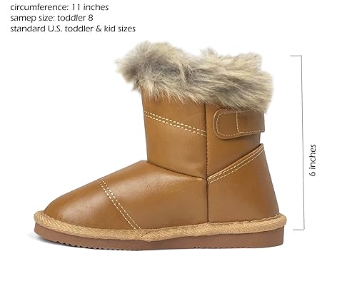 REDVOLUTION New Kids Classic Snow Boots Faux Leather Fashion Boots Outdoor Shoes(Toddler/Little Kid)4