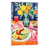 artboxONE Poster mit weiem Rahmen 90x60 cm Abstrakt Gedeckter Tisch - Bild Gedeckter Tisch Buffet Bunte-Kunst