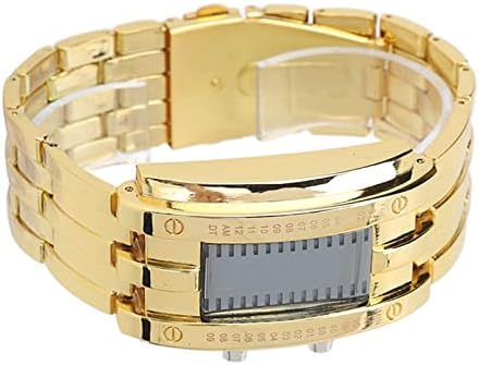 Fabater Men's LED Watch Alloy Digital Wrist Watch with Binary Time Mode Display, Fashion Business Accurate Quartz Movement (Men's Gold) — view 8