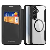 NODALA Galaxy S25 Plus ケース 手帳型 MagSafe対応 ギャラクシー S25 プラス背面クリア スマホケース カード収納付き 耐衝撃 マグネット式 薄型 おしゃれ シンプル ワイヤレス充電対応 カバー ブラック