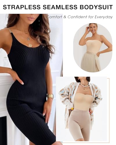 Image of Strapless Shapewear for Women Seamless Shapewear Tummy Control Strapless Bodysuit