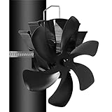 6 Blatt Kaminventilator, Ofenventilator Wärmebetriebene Ohne Strom, Wandmontage Kamin Ventilator mit Klemme, Kaminlüfter Warmluftverteiler Ofen Ventilator für Kaminofen/Holzofen/Kaminventilatoren
