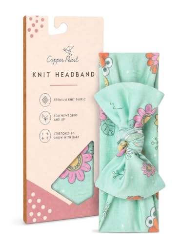 Copper Pearl Baby Bows: Soft and Stretchy Headbands for Baby Girls, Newborn and Toddler Hair Bows and Accessories, Stylish Bow Headband, Sesame Street Retro Floral