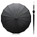 Becko Manual Open & Close Umbrella Long Umbrella with 24 Ribs, Durable and Strong Enough for the Wind and Rain, Easy to Carry on Your Back By Its Own Bag (Black)