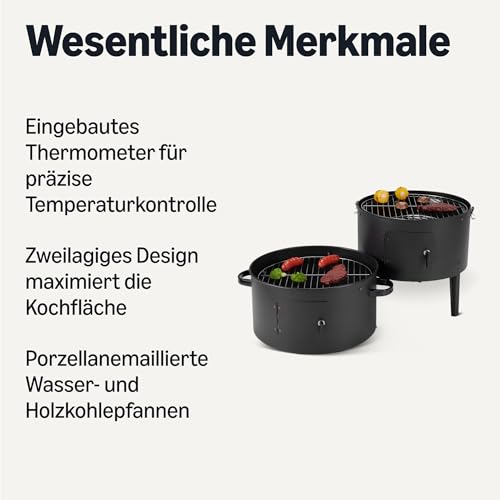 Amazon Basics Outdoor-Smoker, 1 Stück, 40.6 cm, Schwarz