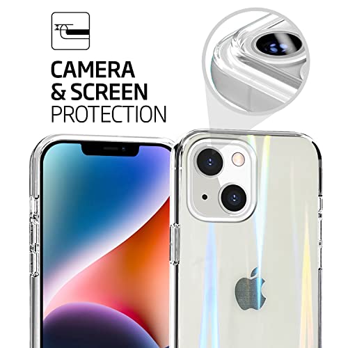 Tenoc Phone Case Compatible For Iphone 14/Iphone 13, Clear Case Slim Cover With Colorful Aurora Reflection Insert Sheet Cute Decoration Film For Women Girls #TOP3