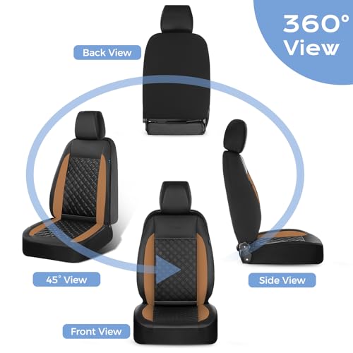 Image of FLORICH Seat Covers, Front Seat Covers 2 PCs, Automotive Seat Cover for Cars, Luxury Leather Universal Seat Cover Accessories Fit for Most Cars SUV Truck Sedans(Brown)
