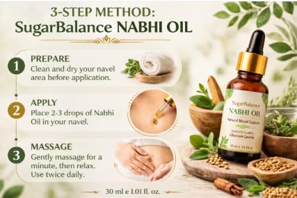 Image of Nabhi Oil Blood Sugar Support Herbal Navel Care Oil for Daily Wellness Traditional Botanical Blend Lightweight Fast Absorbing Formula for Men and Women 30ml Natural Body Care (1)