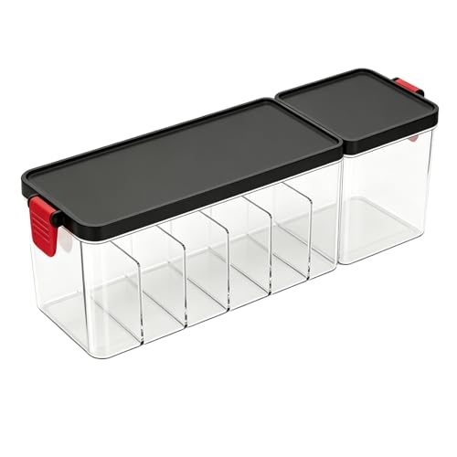 Caja para organizar cables negros y evitar enredos AUNMAS con compartimento de plástico transparente