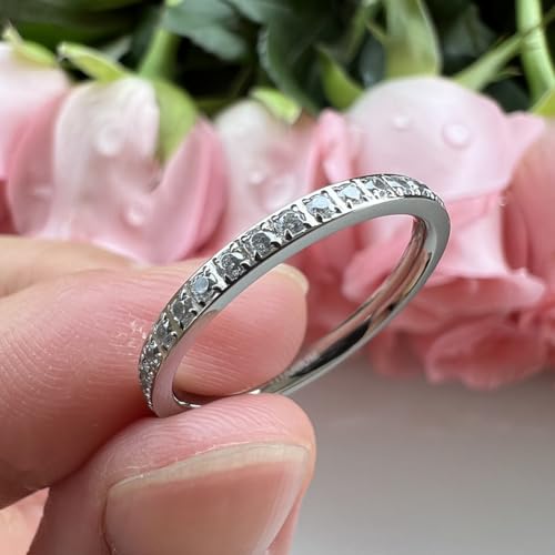 2mm Silver/Black/Gold/Rose Gold Stackable Titanium Rings for Women Cubic Zirconia Engagement Promise Eternity Wedding Bands Comfort Fit4