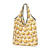 Bolsas reutilizables con estampado de patatas – Bolsa de comestibles plegable con asas, Negro -, 3 PCS