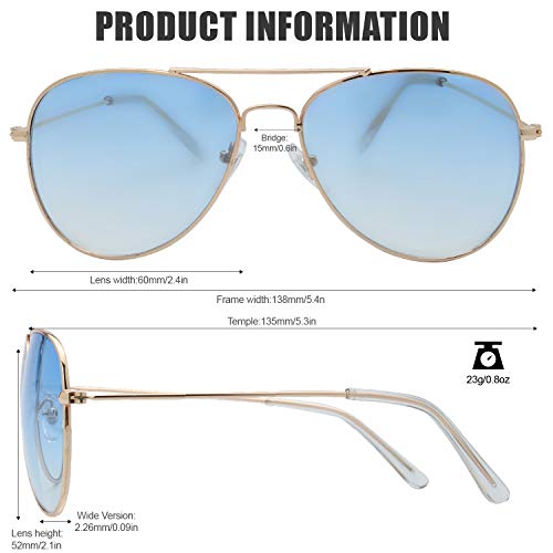 Image of The Fresh Classic Aviator Sunglasses for Men Women, Metal Frame Mirror Lens, Pilot Style, Includes Cleaning Cloth, Pouch