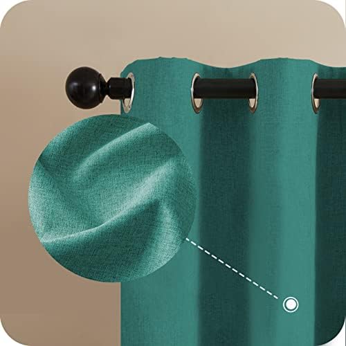 MRTREES Blackout Curtains Eyelet 100% Blackout Baby Blue Short Thermal Curtain 54 Drop Noise Reducing Curtains 2 Panels Linen Curtains Natural for Living Room Bedroom 46x54 Inch 117x137cm
