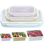 CUISITOOL Silicone Food Storage Containers with Lids - 3 Pack 2000ml/1200ml/800ml Large Collapsible Meal Prep Lunch Containers Bento Boxes - Microwave, Freezer and Dishwasher Safe