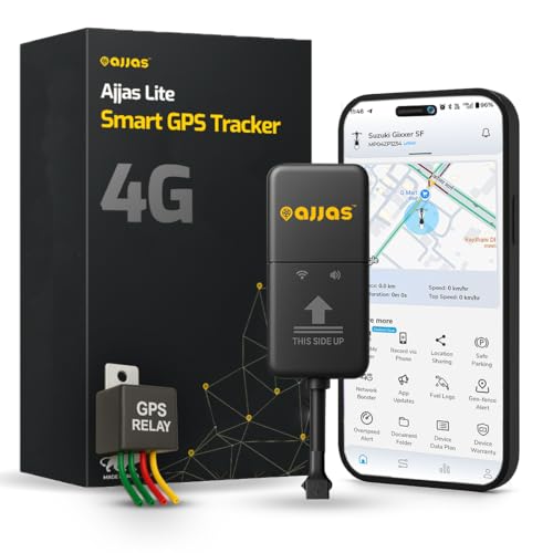 Ajjas 4G Lite (Remote Engine Lock) - Wired Hidden AI Smart GPS with Driving Score, Location Tracking, Geo Fence Alert, More 15+ Features for Car, Bike, Truck, Bus with with (1 Year Free Application)