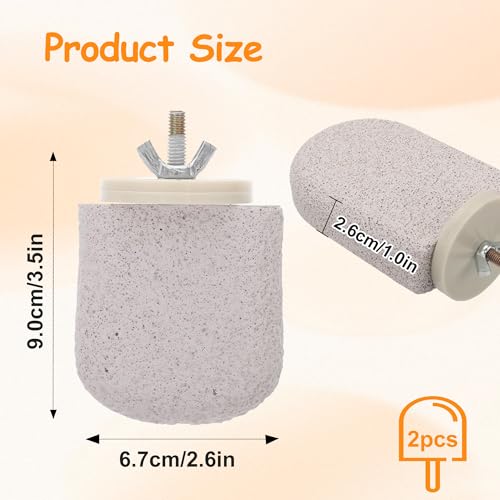 2pcs Pet Teeth Grinding Stone and Perch, Natural Bird Nail File Perch Parrot Toy for Budgie Cage, Cockatiels, Conures and Other Small Birds - Image 2