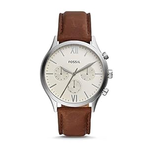 Fossil Fenmore Analogue Men’s Watch (Off-White Dial Brown Colored Strap)
