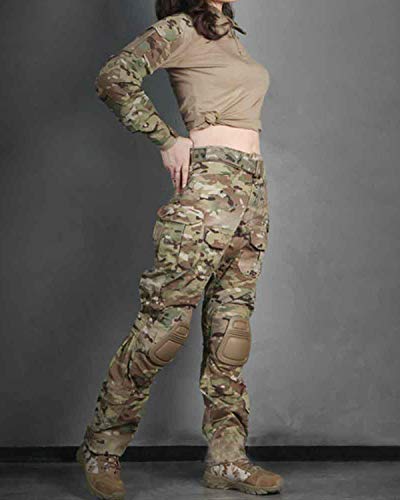 SINAIRSOFT Women's Tactical Shirt Pants with Pads Combat Gen3 Airsoft Paintball BDU Uniform (Small)